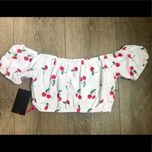 NWT 🍒South Beach Cherry Bardot Bikini Top